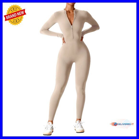 Pants - Long Sleeve Jumpsuit Romper Bodysuit Zip Up Workout Bodycon Sexy One Piece